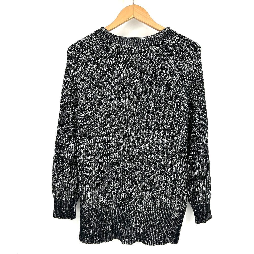 ELLEN TRACY Sweater Womens Size S Black Marled Raglan Long Sleeve High Low - Picture 2 of 10